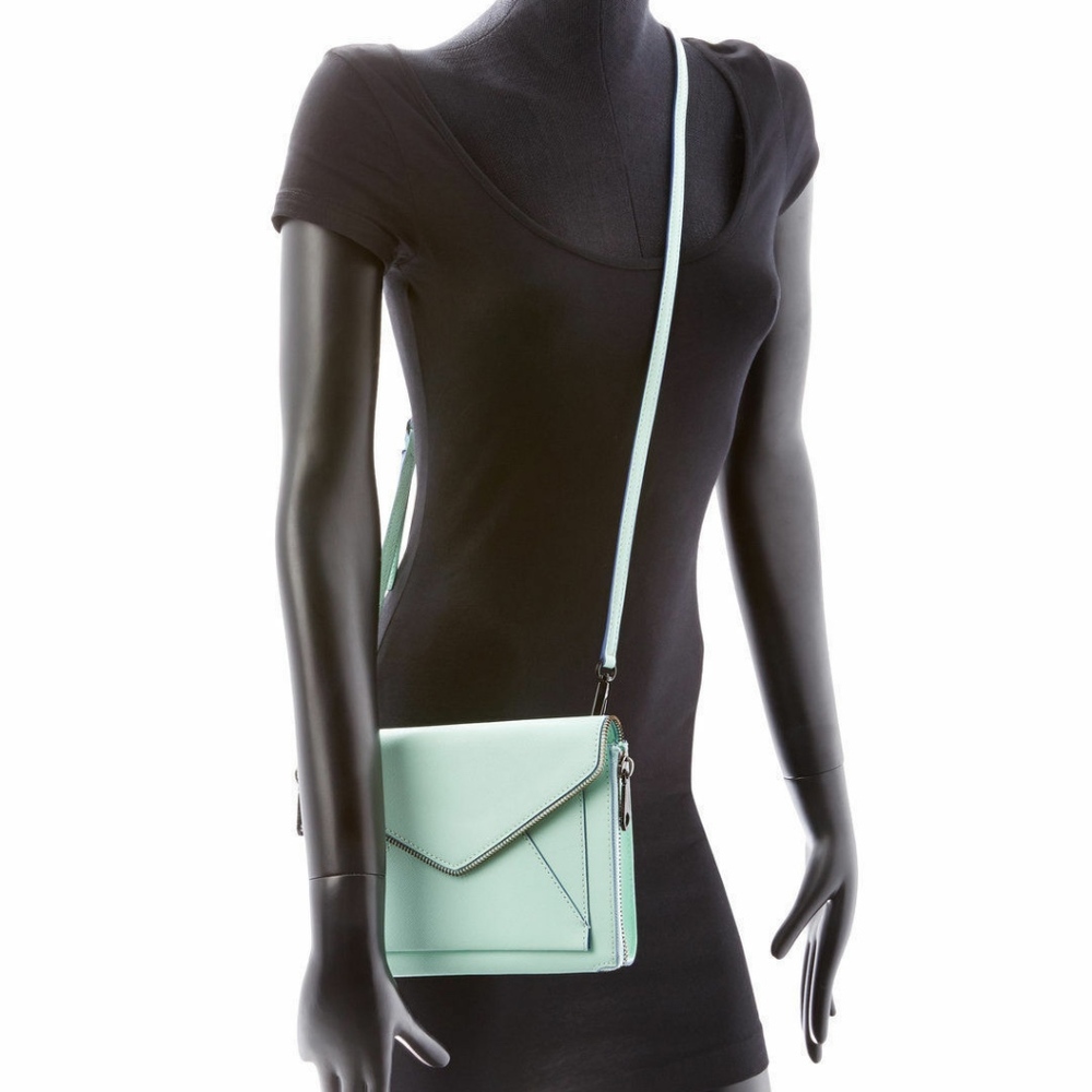 NWT $225 Rebecca Minkoff 'Marlowe' Mini Saffiano Leather Crossbody in Green! - Picture 4 of 5